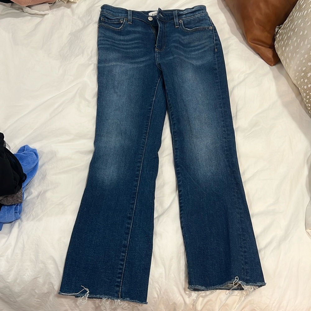 Pistola ankle length raw hem flare jeans